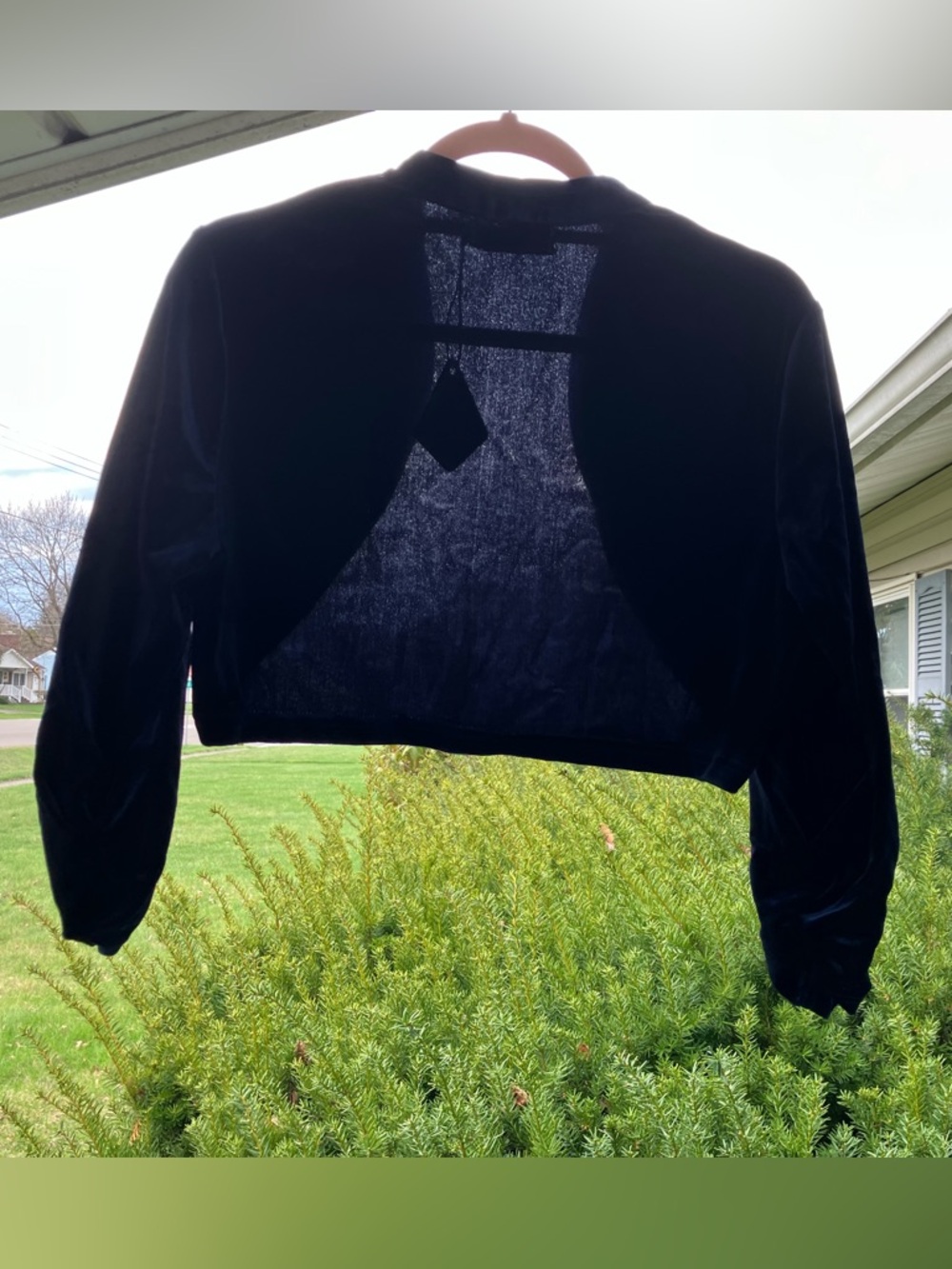 Velvet Cropped Bolero Shrug - Deep Navy - Picture 2 of 5